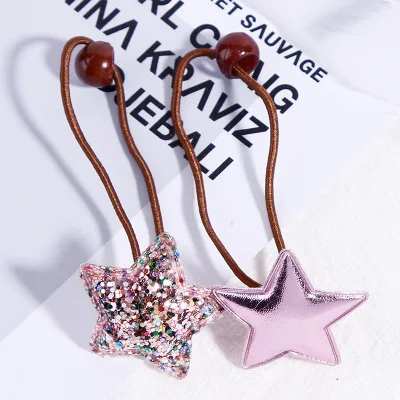 Pink Star 2 шт./лот, милые эластичные резинки для волос с короной в форме сердца для девочек, резинка для волос, резинка для волос, Детская повязка на голову, аксессуары для волос - Цвет: Pink Star