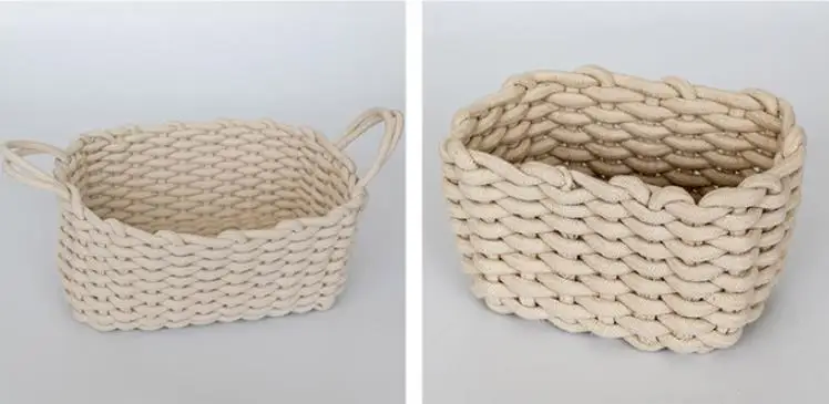 Beige Нордическая льняная вязаная крючком корзина для хранения одежды ручной работы корзина для белья из натуральной ткани корзина для хранения детских игрушек настольная коробка-Органайзер - Цвет: Beige