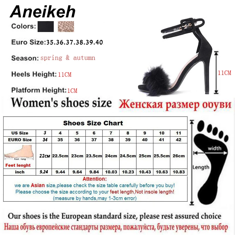 Aneikeh/женские босоножки; обувь на высоком каблуке; меховые сандалии-гладиаторы с ремешками на лодыжках; женская свадебная пикантная обувь; D-88-5 на шпильке;
