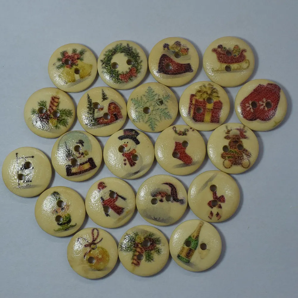 100 шт. круговые пуговицы рандомные смешанные деревянные аксессуары для рукоделия