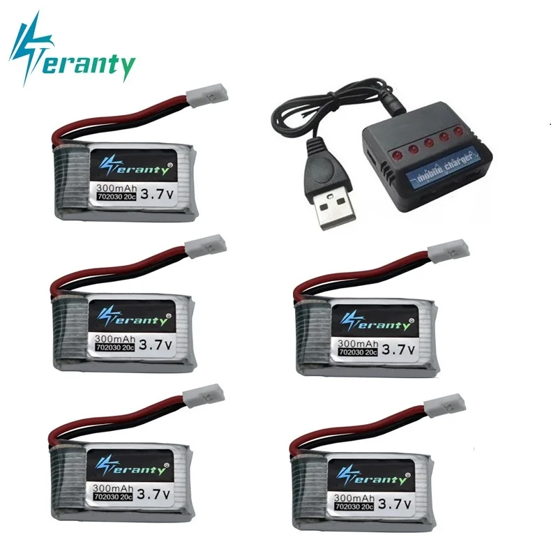 6 шт 3,7 V 300mAh литий-полимерный Батарея и 6-в-1 Зарядное устройство для Syma X11 E55 FQ777 FQ17W F180 FY530 U816 U816A U830 X100 H107 S39-1 HD-1306