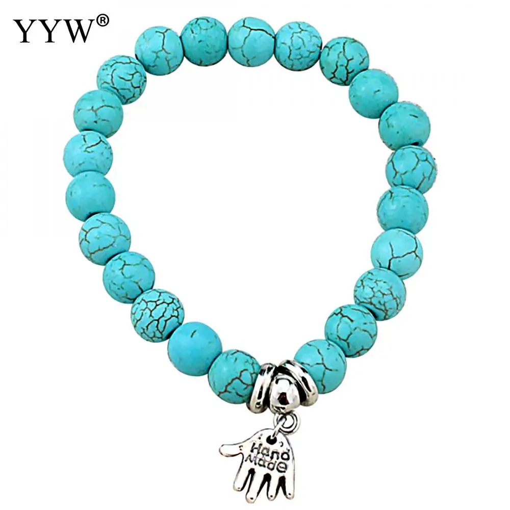 Женские и мужские винтажные браслеты в стиле бохо с бирюзой подвеской виде