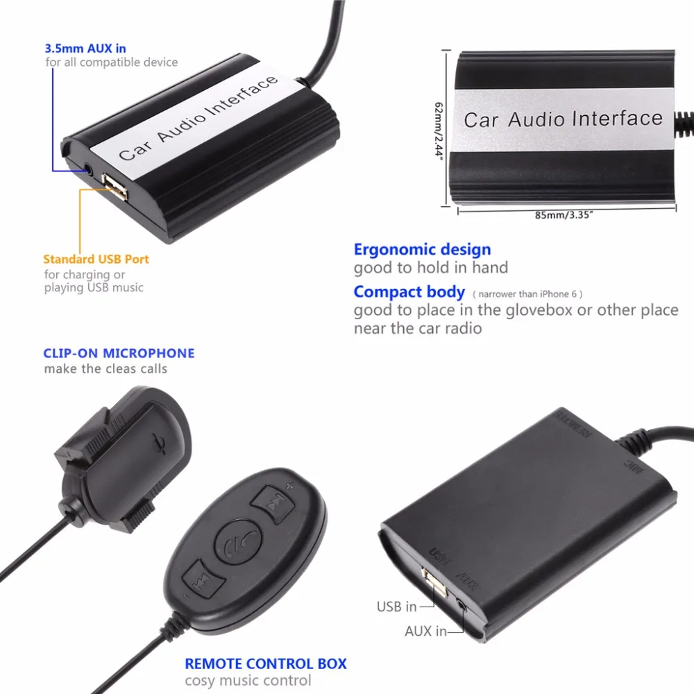 С функциями "Hands Free" и Bluetooth для автомобиля Наборы MP3 плеер аудио AUX USB адаптер Интерфейс 12PIN для VW Audi Skoda высокое качество C45