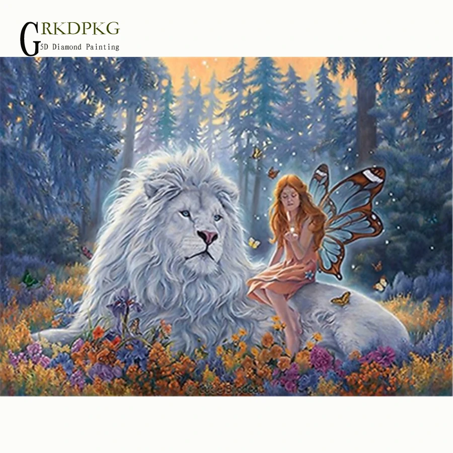 

5d DIY diamond painting Lion elf full drill square diamond embroidery Cross stitch pictures of rhinestones Wedding decoration