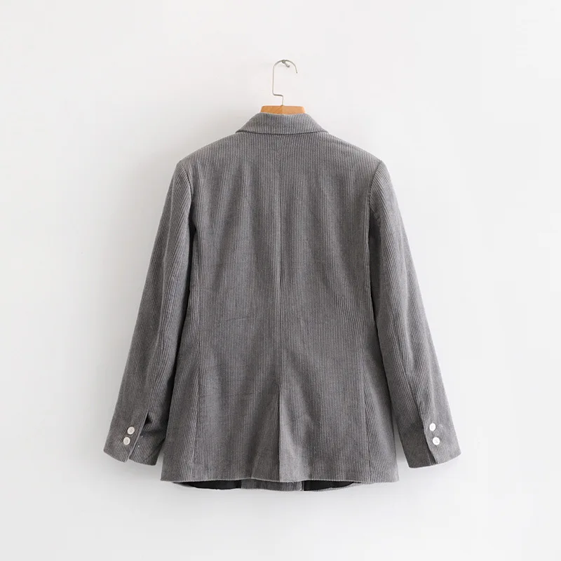 Для женщин костюм 2019 комплекты осенней элегантный вельветовый Блейзер Пальто