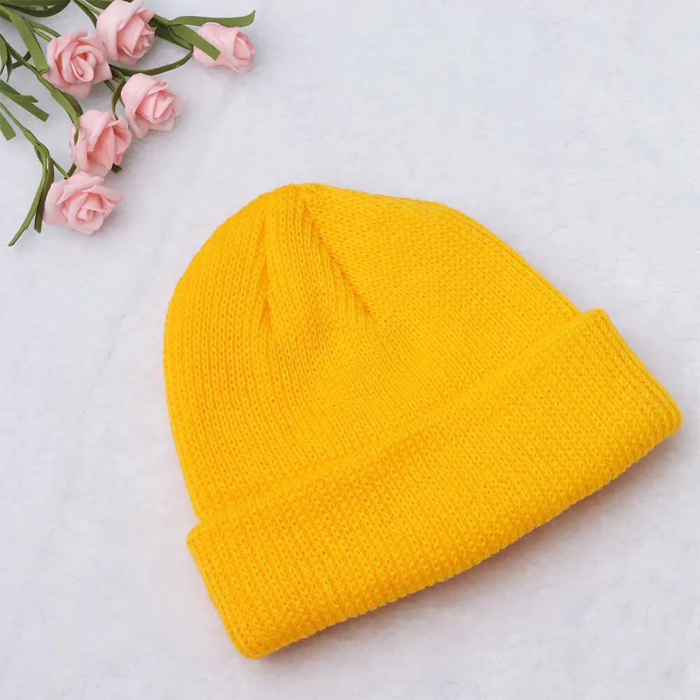 yellow 1 шт., Корейская стильная простая осенне-зимняя однотонная теплая шапка унисекс в стиле ретро, короткая шерстяная шапка, вязаная модная шапка - Цвет: yellow