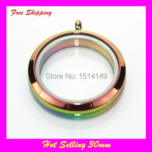 

Free shipping stainless steel floating locket rainbow twist screw floating charm lockets whit glass