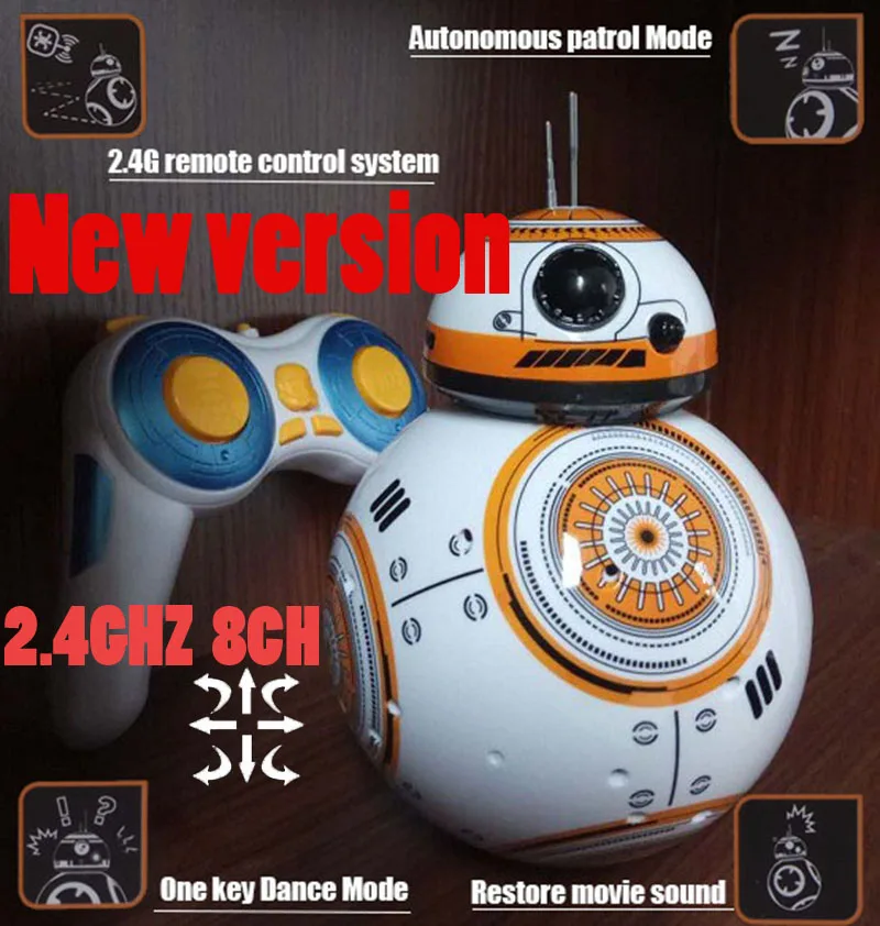 2,4 ГГц 8CH обновленная версия Звездные войны 7 RC BB-8 BB8 пульт дистанционного управления rc робот BB 8 интеллектуальная фигурка