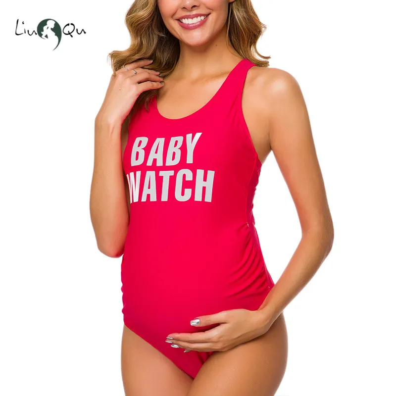 Женский купальник с открытой спиной для беременных буквами Цельный рисунком