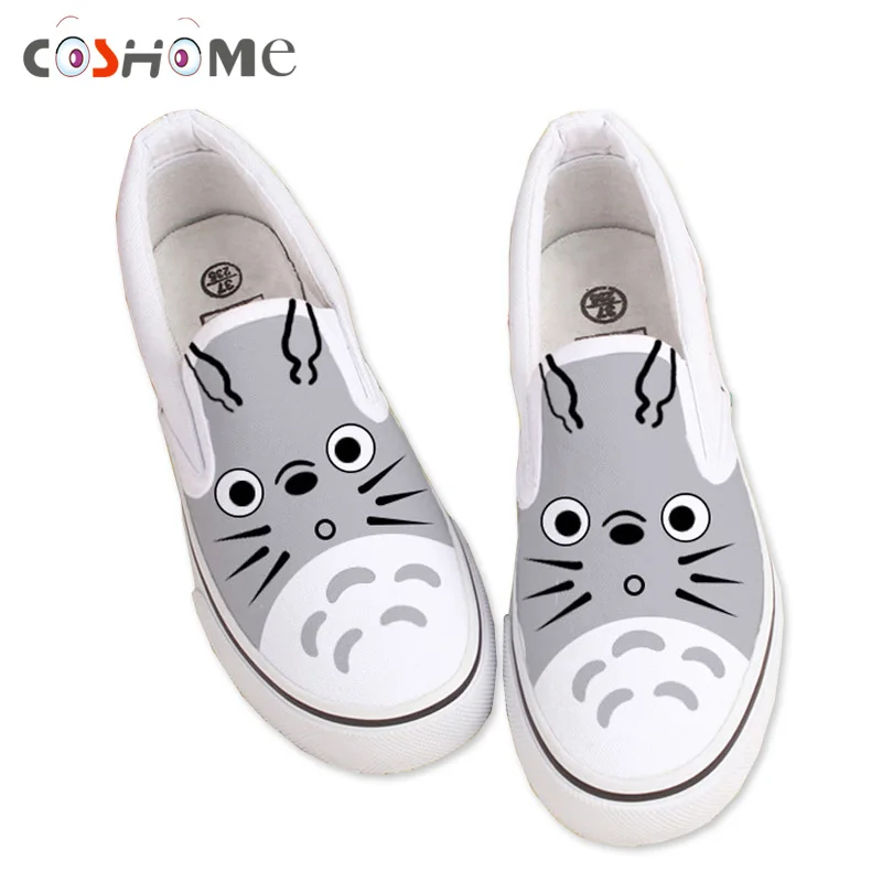 Детские парусиновые туфли Coshome Totoro дышащая обувь на плоской подошве с рисунком