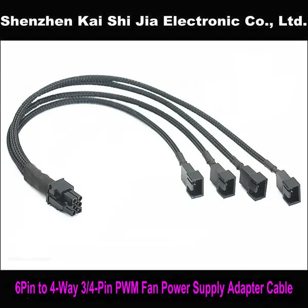 12 &quotчерный рукав 6 Pin PCI-E штекер к 3Pin/ 4Pin разветвитель вентилятора PWM кабель