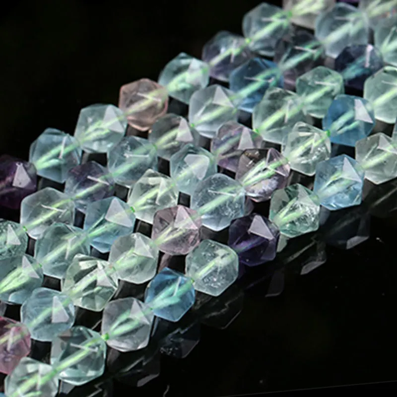 6-10mm Natural Faceted Purple &amp Green Fluorite Beads For Jewelry Making Necklace 15'' Needlework DIY Bracelets | Украшения и