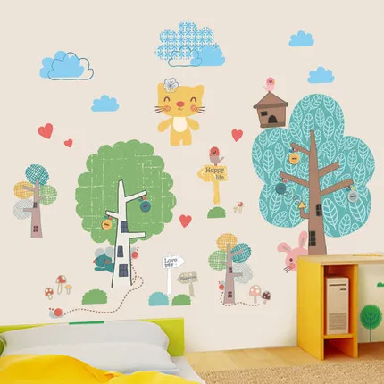 

Большой DIY мультфильм лес детский сад ПВХ Настенная Наклейка с животным детская комната настенные наклейки плакат обои