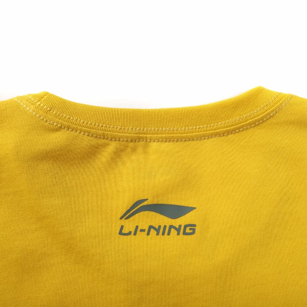 Li Ning PFW мужские трендовые футболки 100% хлопок Принт Mr.OG дышащая подкладка li ning