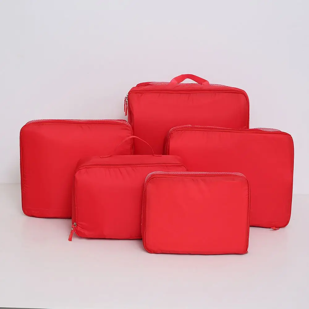 red 5pcs Waterproof Travel Bags Luggage Storage Portable Travel Suitcase Bags Underwear Clothes Organizer Zipper Handbag Pouch New - Цвет: red