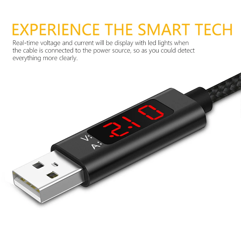 ASINA Напряжение Ток дисплей Быстрая зарядка кабель для Android Micro USB нейлоновый