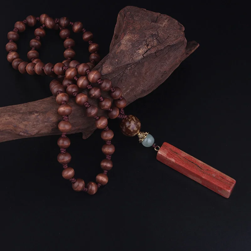 Природные камни красный кварц авантюрин квадратное этническое ожерелье