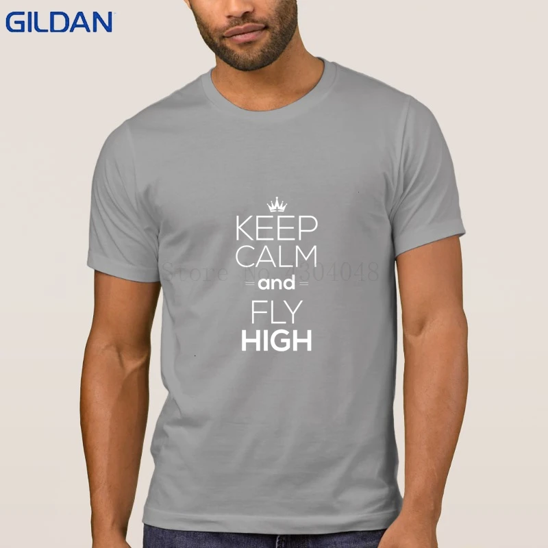 Новая мода самолет Keep Calm And Fly High Футболка 100% хлопок Camiseta футболка для Для мужчин