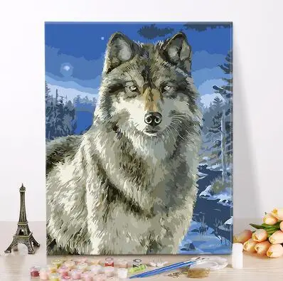 HQ005 Diy живопись по номерам, картины по номерам, настенные картины, кошка, собака, павлин, олень, животные, Цифровая живопись маслом - Цвет: HQ005