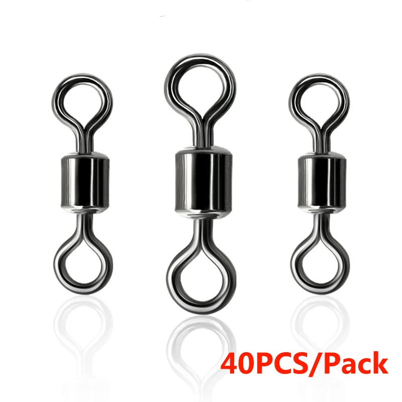 40pcs 10-50 шт. Соединительный Вертлюг для рыбалки из нержавеющей стали, рыболовный поворотный крючок с защелкой, длинный поворотный крючок для рыбалки - Цвет: 40pcs