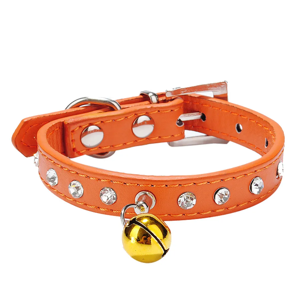 Кожаный ошейник для собак принцесса Bling Crystal с маленьким колье колокольчиками