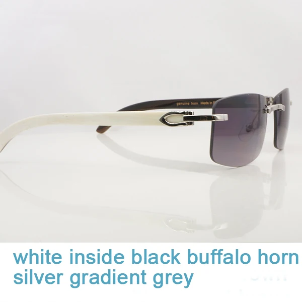 whiteblk silver grey Роскошные Квадратные Солнцезащитные очки из натуральной волнистой рога Buffalo, мужские брендовые дизайнерские солнцезащитные очки, Винтажные Солнцезащитные очки Carter Buffs, солнцезащитные очки без оправы - Цвет линз: whiteblk silver grey