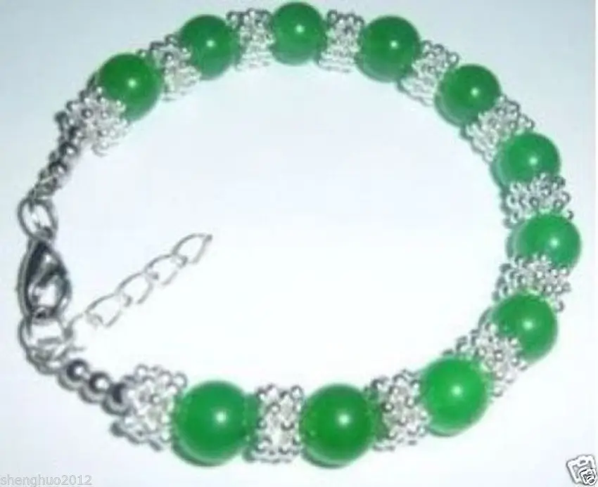 DYY быстрая доставка&gt 10PC2015 красивый зеленый Нефритовый Шарик Браслет Тибет