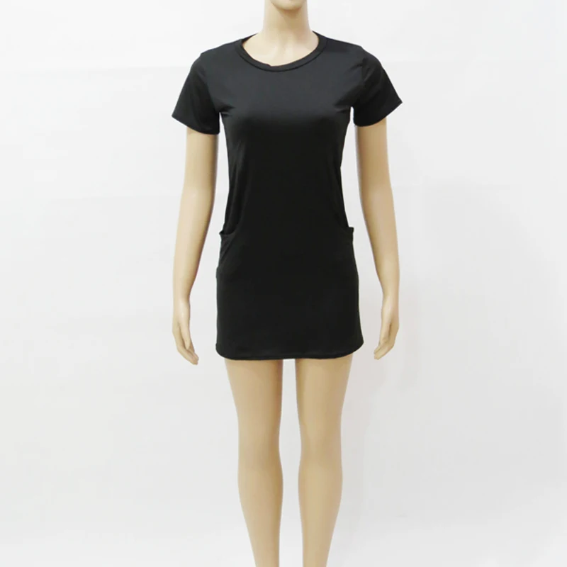 2018 новое летнее женское платье с круглым вырезом Мини Свободные однотонные