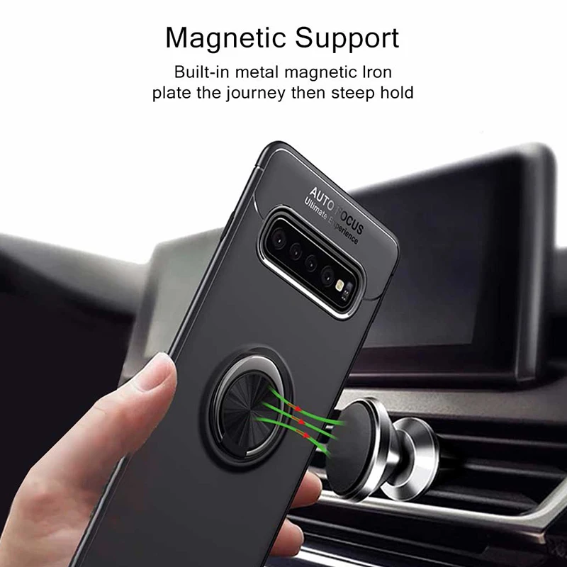 

Чехол с магнитным кронштейном для Galaxy S10 Plus S10e, матовый Мягкий силиконовый чехол с кольцом на палец для S10 S9 S8 Note 9 8