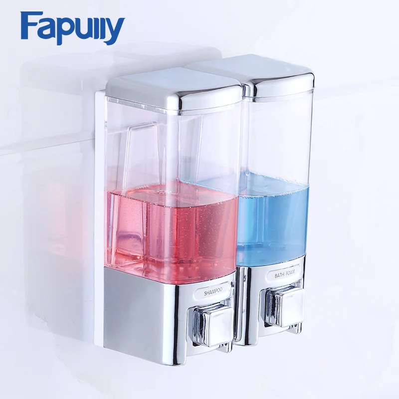 Fapully Самый дешевый жидкий двойной дозатор для мыла хромированный настенный душа