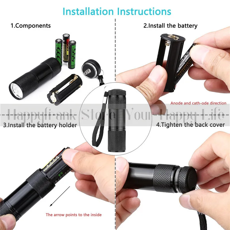 

9LED Ultraviolet Lamp 365nm 395nm LED UV Flashlight Ultraviolet Flashlight Torch Light Ultra Violet Flash Light 395nm Blacklight