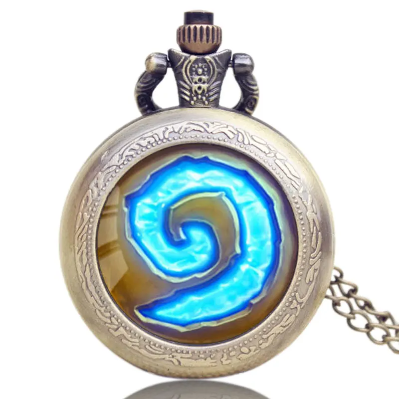 WOW World Of Warcraft Hearthstone тема Стекло купол случае кварцевые карманные часы с цепочкой