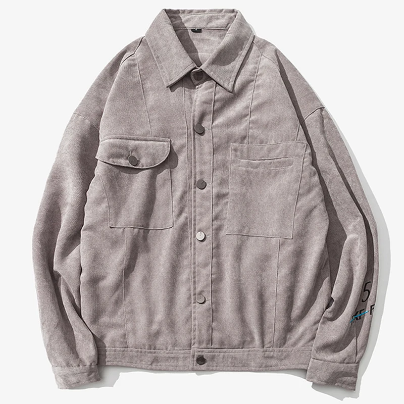 Мужская Вельветовая куртка с карманами повседневная приталенная рукавами и