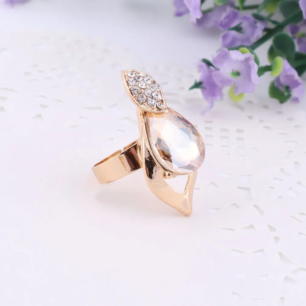 Модные капли воды ожерелье серьги браслет кольцо золотой цвет Ювелирные наборы