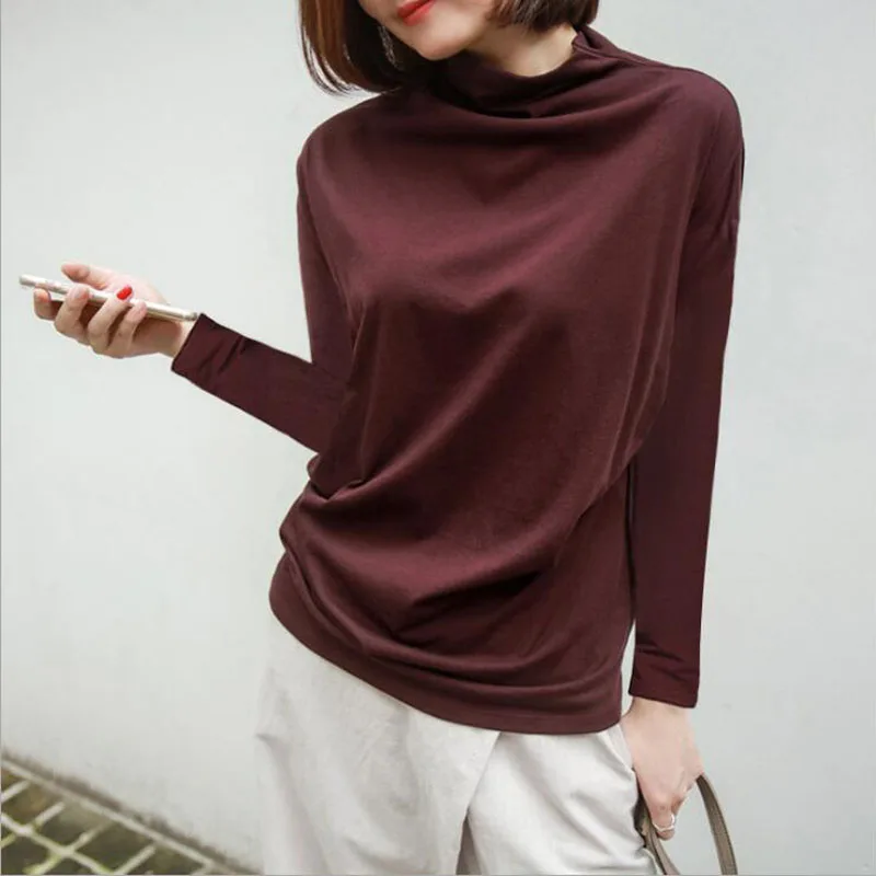 Женская хлопковая футболка с длинным рукавом женские топы 2018 осенняя женская в