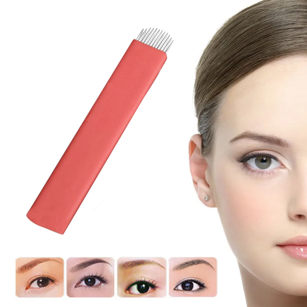 100 шт 12U формы перманентные иглы для макияжа Tebore Micro Blading Agujas Para Microblading Laminas микроблейдинг tebori Sobrancelhas