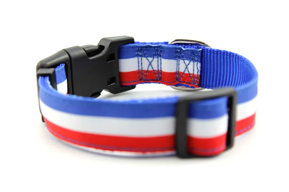 Nylon Dog Collar Adjustable Tricolor flag Theme Print Quick Release Puppy for Small Medium Large Dogs Walking Training | Дом и сад