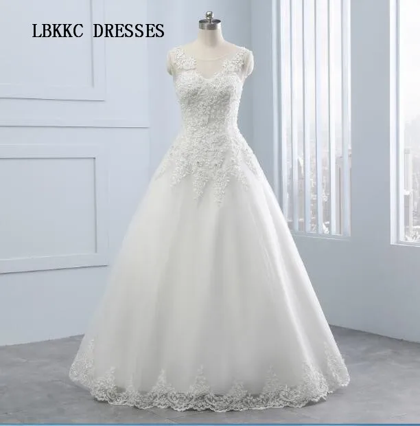 

Vestido De Noiva A Line Wedding Dress Lace Sleeveless Tulle With Lace Robe De Mariee Floor Length Bridal Gown