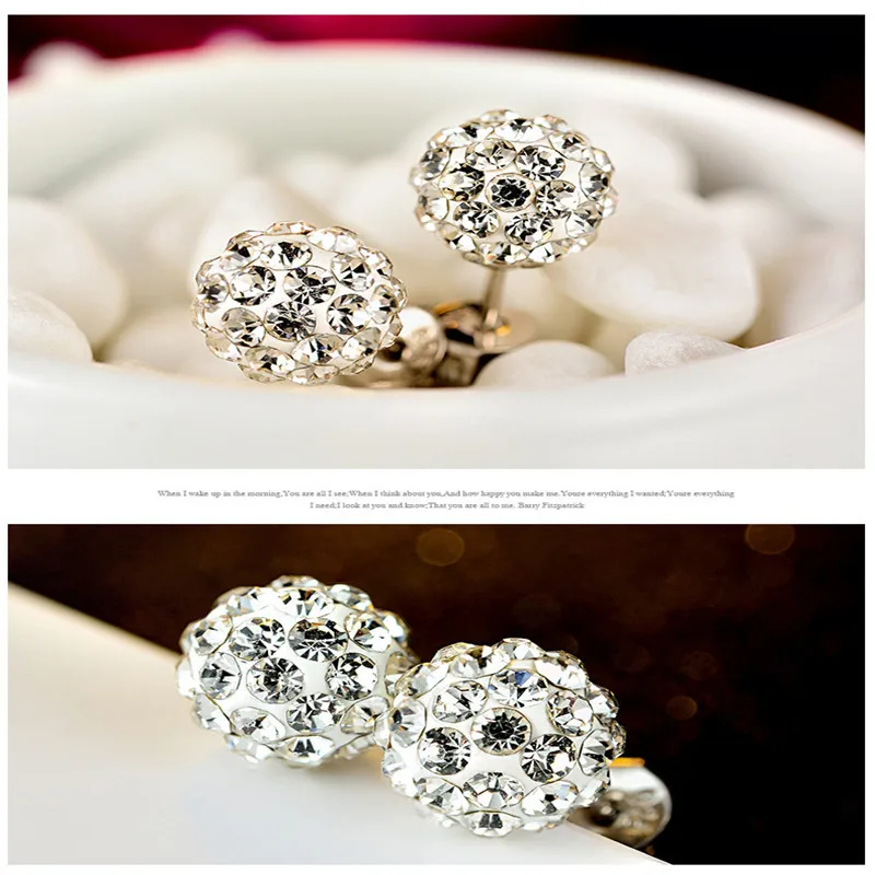 Модные серьги гвоздики 10 мм круглые хрустальные для женщин и девочек ювелирные