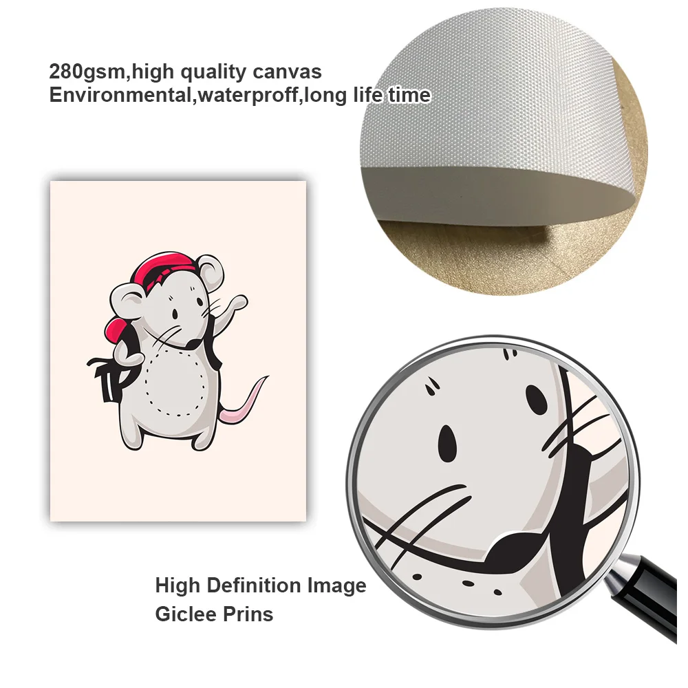 Мультяшная забавная мышь животные настенная Картина на холсте скандинавские