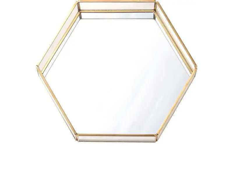 Nordic Style Glass Copper Geometry Storage Baskets Box Simplicity Style Home Organizer For Jewelry Necklace Dessert Plate