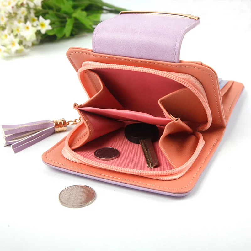 Women Cat Ears PU Leather Tassel Wallet Short Mini Womens Wallets Purse for Money Credit Cards OH66 | Багаж и сумки