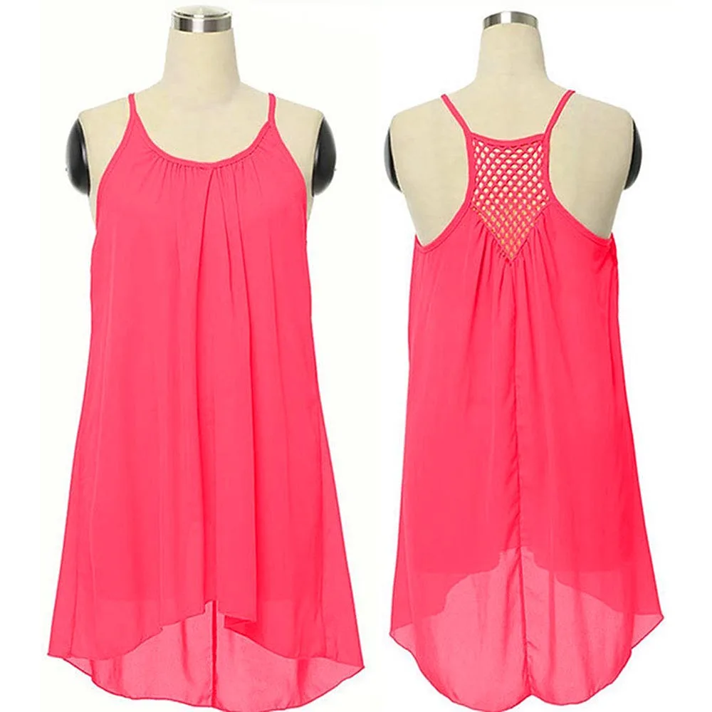 Модные летние женские мягкие шифоновые вечерние платья без рукавов Пляжное