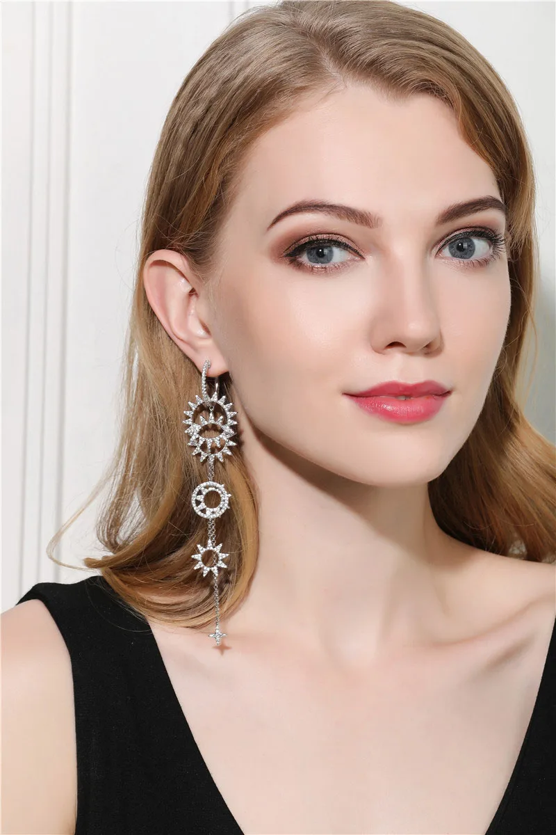 Женские серьги из серебра 925 пробы с фианитом|Серьги-подвески| |