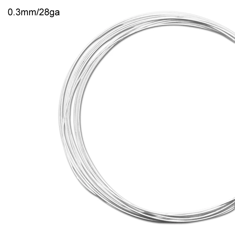 Beadsnice ID26882 проволока ювелирных аксессуаров 24ga круглая твердая проволока из стерлингового серебра 925 пробы - Цвет: 0.3mm(28ga) silver