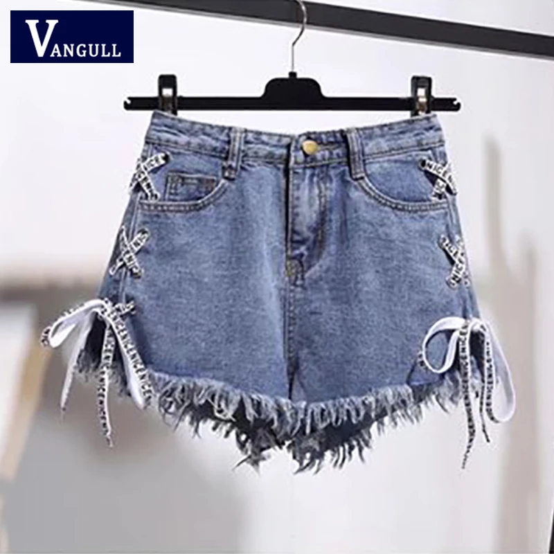 Vangull/Летняя Новинка стильная женская одежда однотонные джинсовые шорты с
