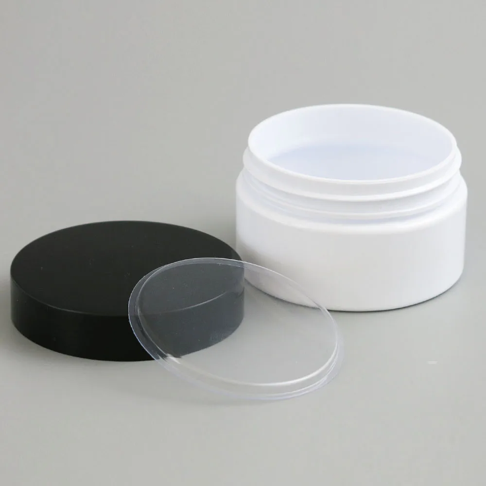 24 x 100g Empty White Cosmetic Cream Containers Jars 100cc 100ml for Cosmetics Packaging Plastic Bottles With Cap | Красота и