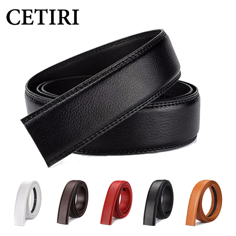 6 Color No Buckle Designer Mens Belts Body 3.5cm Wide Cowskin Genuine Leather High Quality Men Automatic Belt Body Kemer White