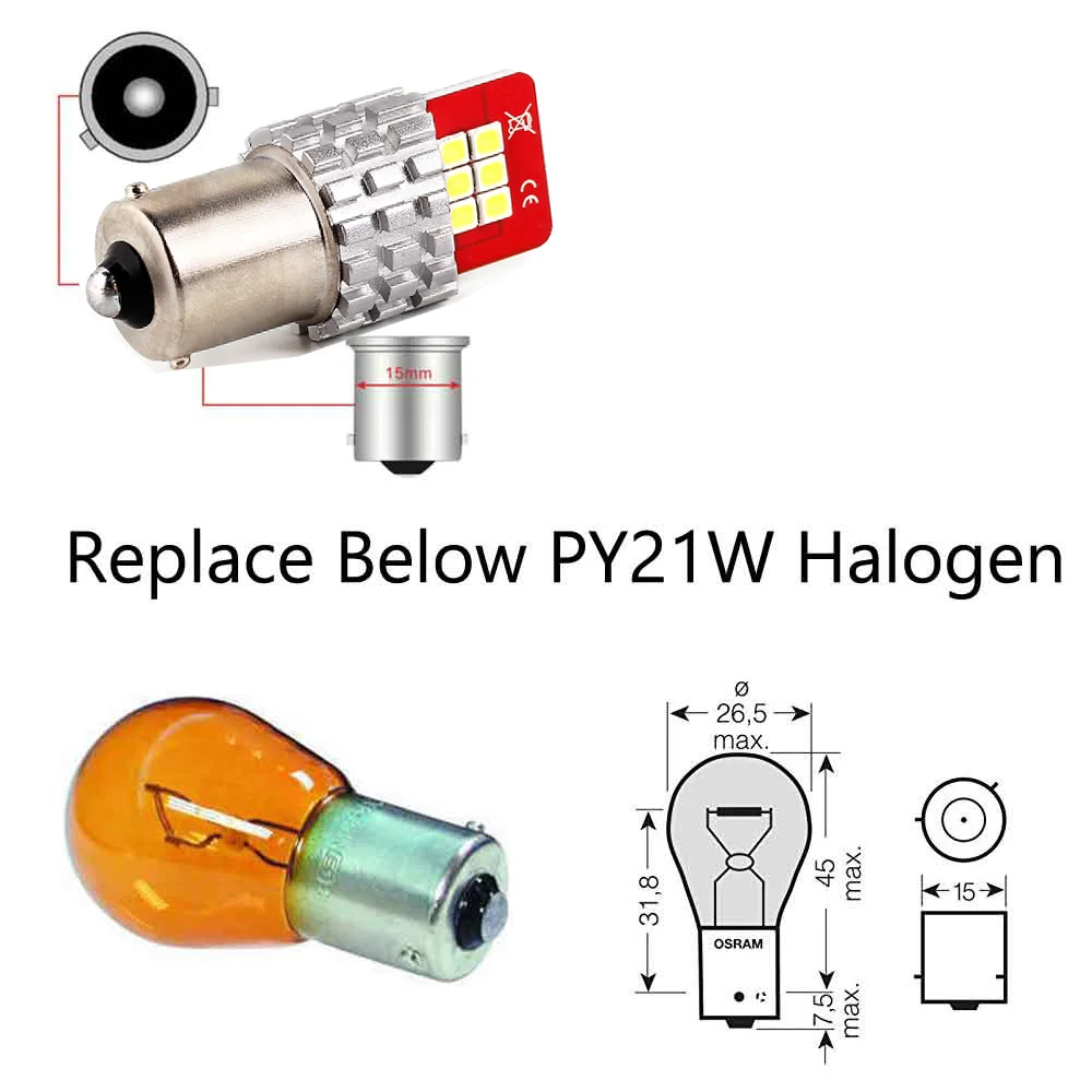 2x1156 7507 Bau15s PY21W светодио дный лампы 12-SMD для автомобиля спереди или сзади боковой
