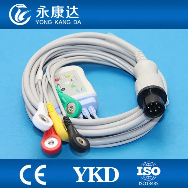 Бесплатная доставка Для 6Pin GE один кусок 5 leadwires ECG кабель с Кнопка IEC leadwires|cable ecg|cable